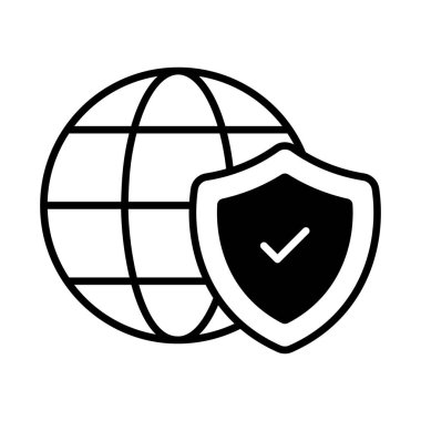 Modern tarzda küresel güvenlik simgesi tasarımı, görsel olarak mükemmel vektör