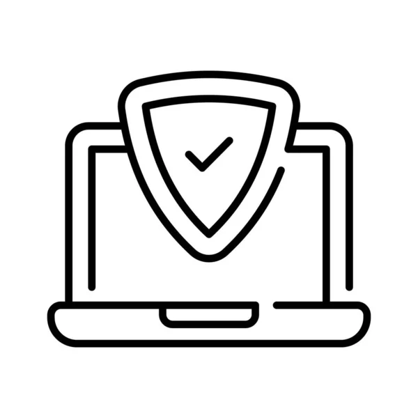 Tarcza Bezpieczeństwa Laptopem Pokazująca Ikonę Koncepcji Ochrony Laptopa — Wektor stockowy