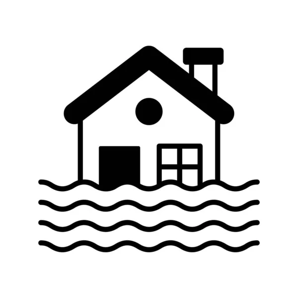 House Building Floating Water Denoting Concept Icon Natural Disaster Vector — Stock Vector