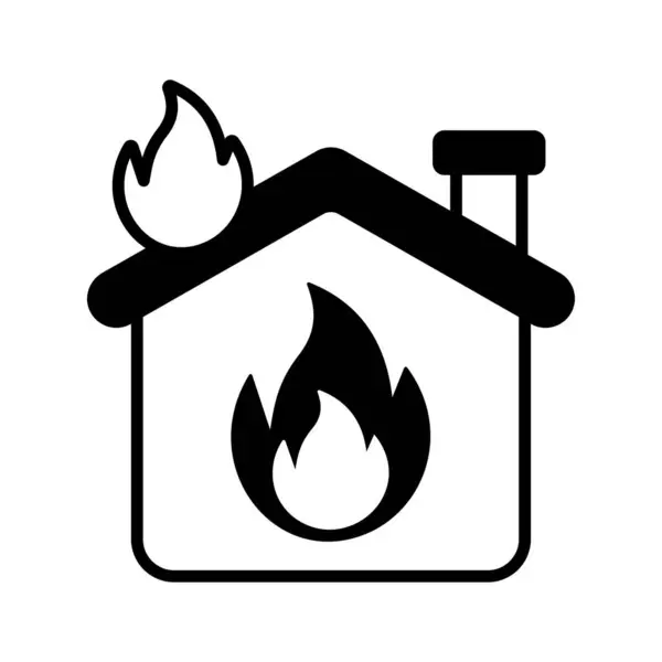 焚烧房屋图标设计 隔离在白色背景下 火险矢量 — 图库矢量图片
