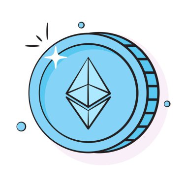 İyi tasarlanmış ethereum sikke, kripto para vektör tasarımı ikonu