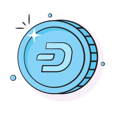 İyi tasarlanmış Dash para, kripto para vektör tasarımı ikonu