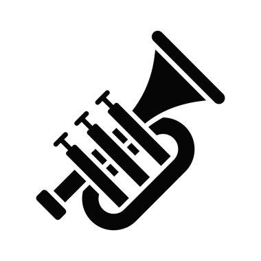 Trumpet simgesi trend stili, müzik enstrümanı, müzik sanatı ve kompozisyon teması temsilcisi illüstrasyonu