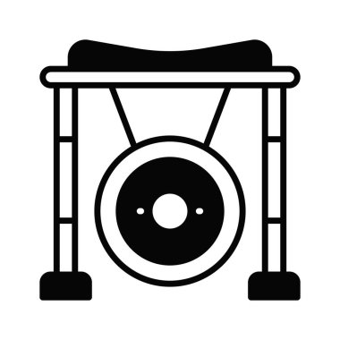 Özenle hazırlanmış gong simgesini, özelleştirilebilir vektör biçiminde işaretleyin