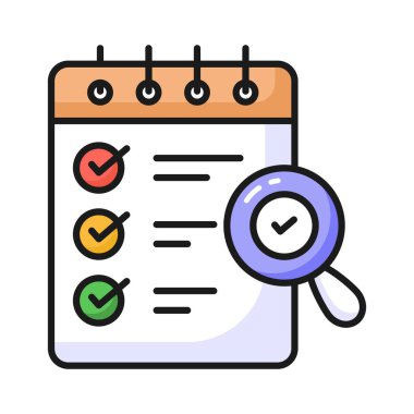 Kontrol listesi doğrulama kavramı vektör tasarımı gösteren büyüteç