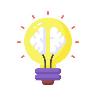 Ampulün içindeki beyin yenilikçi düşünce vektörünü gösteriyor.