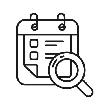 Randevu, zamanlama ve simge kullanmaya hazır olan büyüteç konsept vektörü takvimi