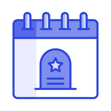 Takvimdeki mezar taşı, yas hatırlama konsepti simgesi