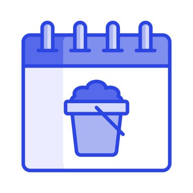 Temizlik takviminin konsept simgesini gösteren kova üzerine kova