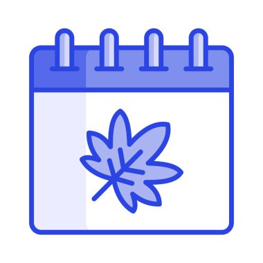 Takvimde akçaağaç yaprağı, modern stilde sonbahar takvimi vektör tasarımı