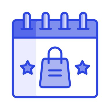 Alışveriş torbasının takvimdeki konsept simgesi gösterilmesi