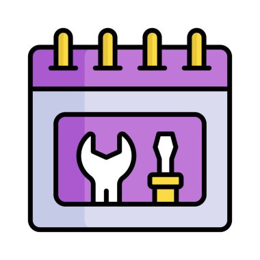 Takvimde anahtar ve tornavida, servis zamanının konsept simgesi