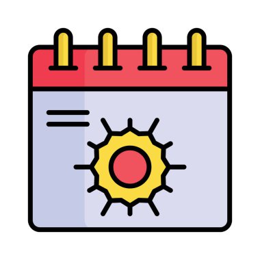 Yazın konsept vektör tasarımını gösteren güneş ışığı takvimi