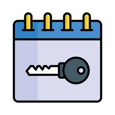 Takvim vektör tasarımındaki anahtar beyaz arkaplanda izole edildi