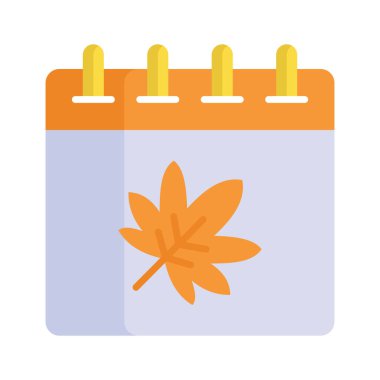 Takvimde akçaağaç yaprağı, modern stilde sonbahar takvimi vektör tasarımı