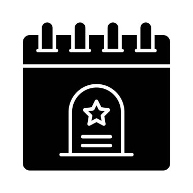 Takvimdeki mezar taşı, yas hatırlama konsepti simgesi