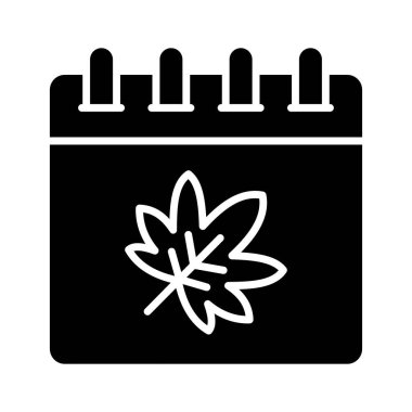 Takvimde akçaağaç yaprağı, modern stilde sonbahar takvimi vektör tasarımı