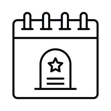 Takvimdeki mezar taşı, yas hatırlama konsepti simgesi