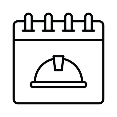 Mühendis şapkası takvimde, işçi günü takvimi konsept vektör tasarımı