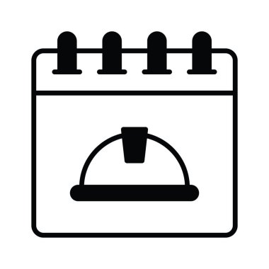 Mühendis şapkası takvimde, işçi günü takvimi konsept vektör tasarımı