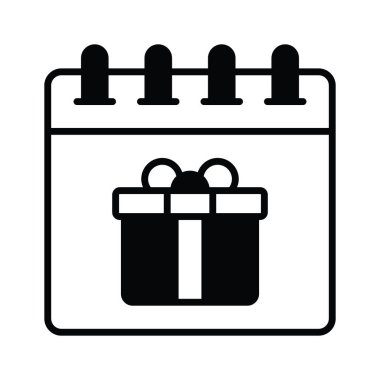 Takvimdeki hediye kutusu doğum günü takviminin konsept vektörünü gösterir