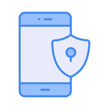 Mobil güvenliğin eşsiz simgesi, mobil korumanın düzenlenebilir vektörü