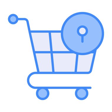 Kilitli alışveriş arabası, güvenli alışveriş, güvenlik simgesi