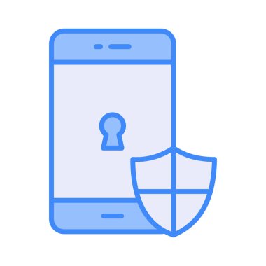 Mobil güvenliğin eşsiz simgesi, mobil korumanın düzenlenebilir vektörü