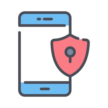 Mobil güvenliğin eşsiz simgesi, mobil korumanın düzenlenebilir vektörü