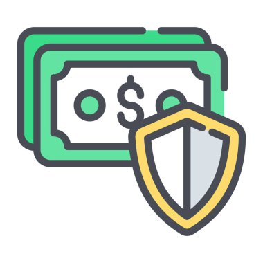 Mali güvenlik, banka hesabı koruması, güvenli para vektör çizimi