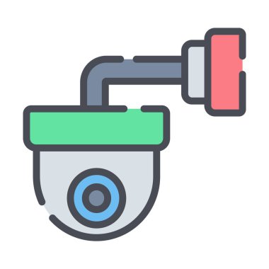 Kapalı devre televizyon ikonu. Güvenlik kamerası ikon vektörü. Kubbe kamerası