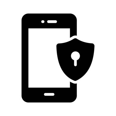 Mobil güvenliğin eşsiz simgesi, mobil korumanın düzenlenebilir vektörü