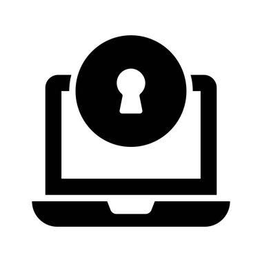 Siber güvenlik, veri koruması, kilitle korunan dizüstü bilgisayar konsepti, vektör illüstrasyonu