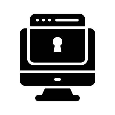 Kilitli bilgisayar ağı, güvenlik konsepti. İnternet teknolojisinin web güvenlik simgesi