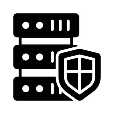 Veritabanı simgesiyle kalkan. Kişisel veriler, siber veriler veya bilgi güvenliği