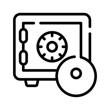 Kilit ve vektör illüstrasyonlu banka kasa güvenliği kavramı