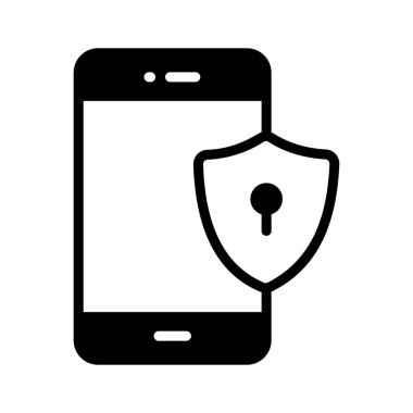 Mobil güvenliğin eşsiz simgesi, mobil korumanın düzenlenebilir vektörü