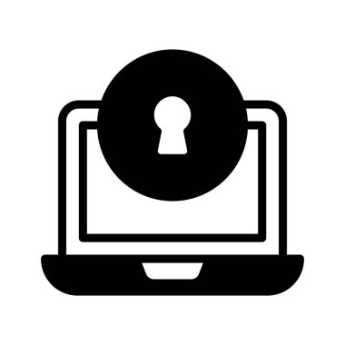 Siber güvenlik, veri koruması, kilitle korunan dizüstü bilgisayar konsepti, vektör illüstrasyonu
