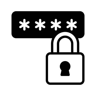 Şifreli asma kilit, siber güvenlik kavramı. Kişisel veri koruması