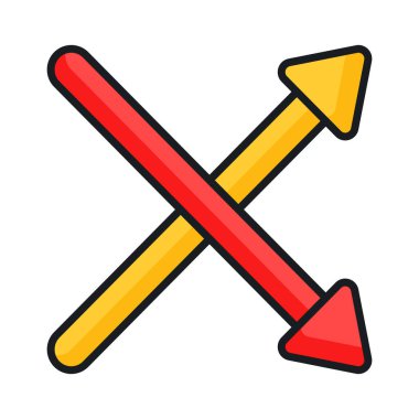 Çapraz oklar, modern tasarım tarzında yön okları