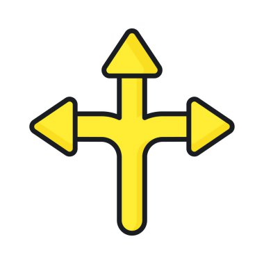 Üç yönlü ok işareti, yol işareti simgesi, vektör illüstrasyonu