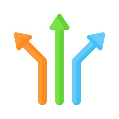 Üç yönlü ok işareti, yol işareti simgesi, vektör illüstrasyonu