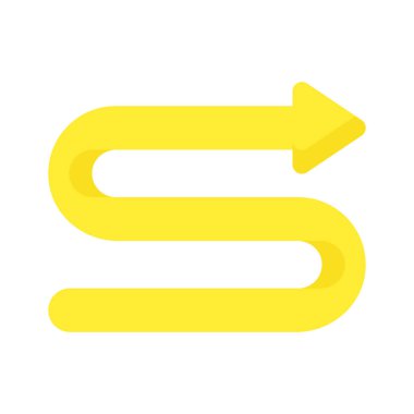 Eğri ok vektör tasarımı beyaz arkaplanda izole edildi