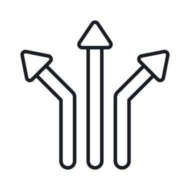 Üç yönlü ok işareti, yol işareti simgesi, vektör illüstrasyonu