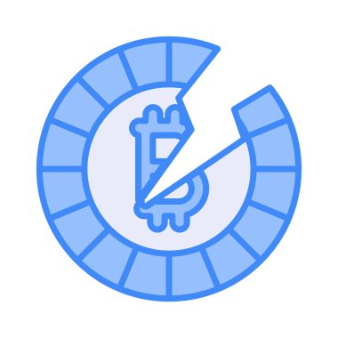 Modern tarzda yarıya inen bitcoin ikonuna bakın.