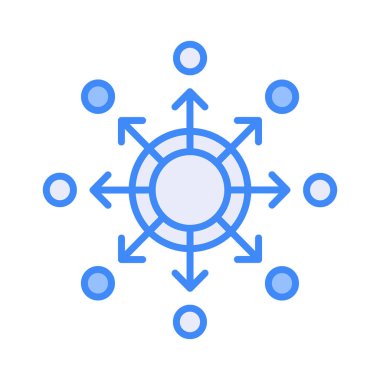 Merkezi olmayan sistemin görsel olarak mükemmel vektörü, beyaz arkaplanda izole edilmiş.