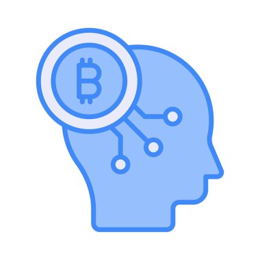 Modern tarzda Bitcoin zihin vektör tasarımı, simge kullanmaya hazır