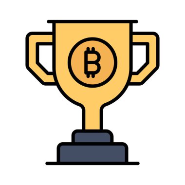 Özelleştirilebilir biçimdeki Bitcoin ödül vektörü beyaz arkaplanda izole edildi