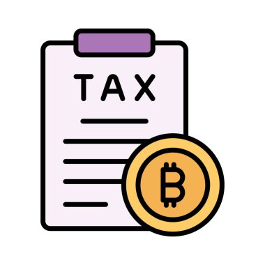 Bitcoin, kripto para birimi ve dijital para birimi vergi simgesi kavramı,