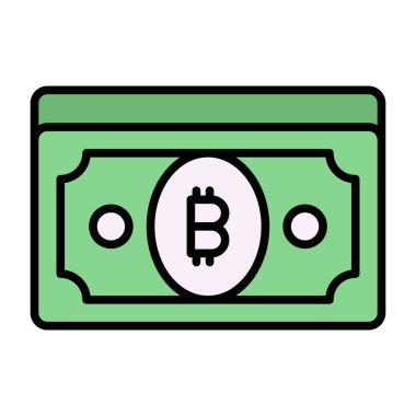 Bitcoin banknotunun bu güzel simgesini, kağıt para birimini, kripto para birimini kontrol et